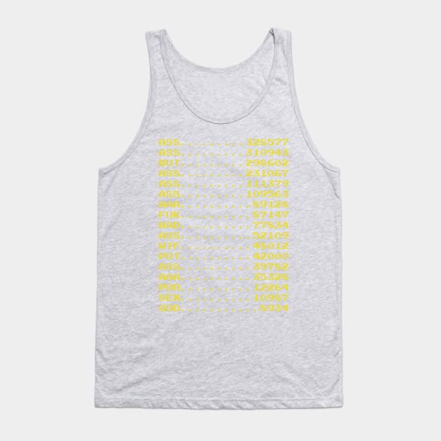 Cool Kids Arcade High Score List Tank Top by RyanJGillDesigns